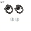 Two black D-shaped metal bag handles with screws for DIY purse straps and craft hardware