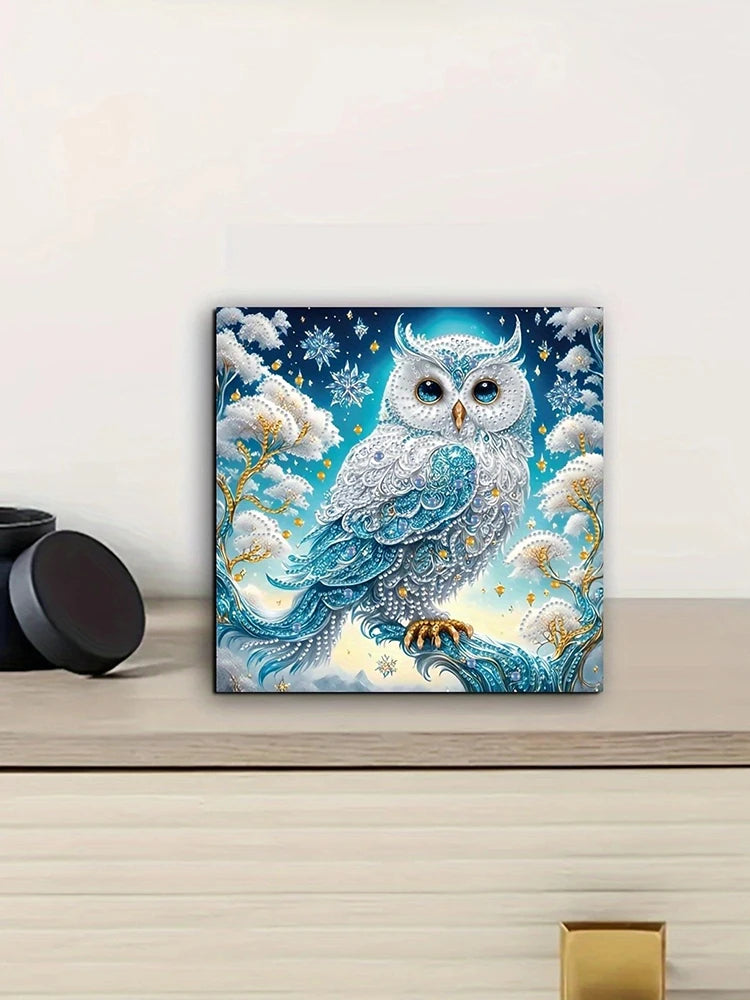 5D Owl Diamond Painting Kit with Tree Branch Design