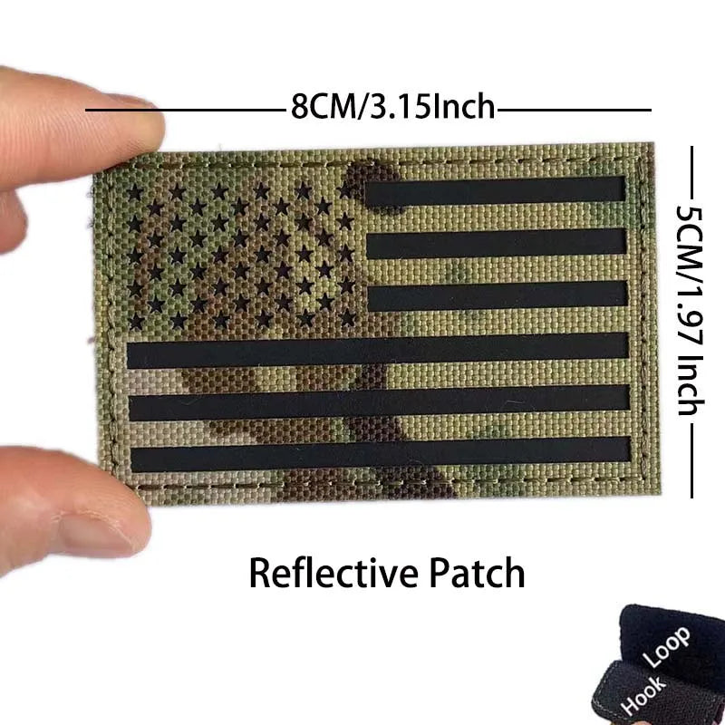 Reflective American Flag Tactical Patch with Glow-in-the-Dark Detail
