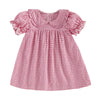 Pink gingham A-line dress for a toddler girl with a Peter Pan collar