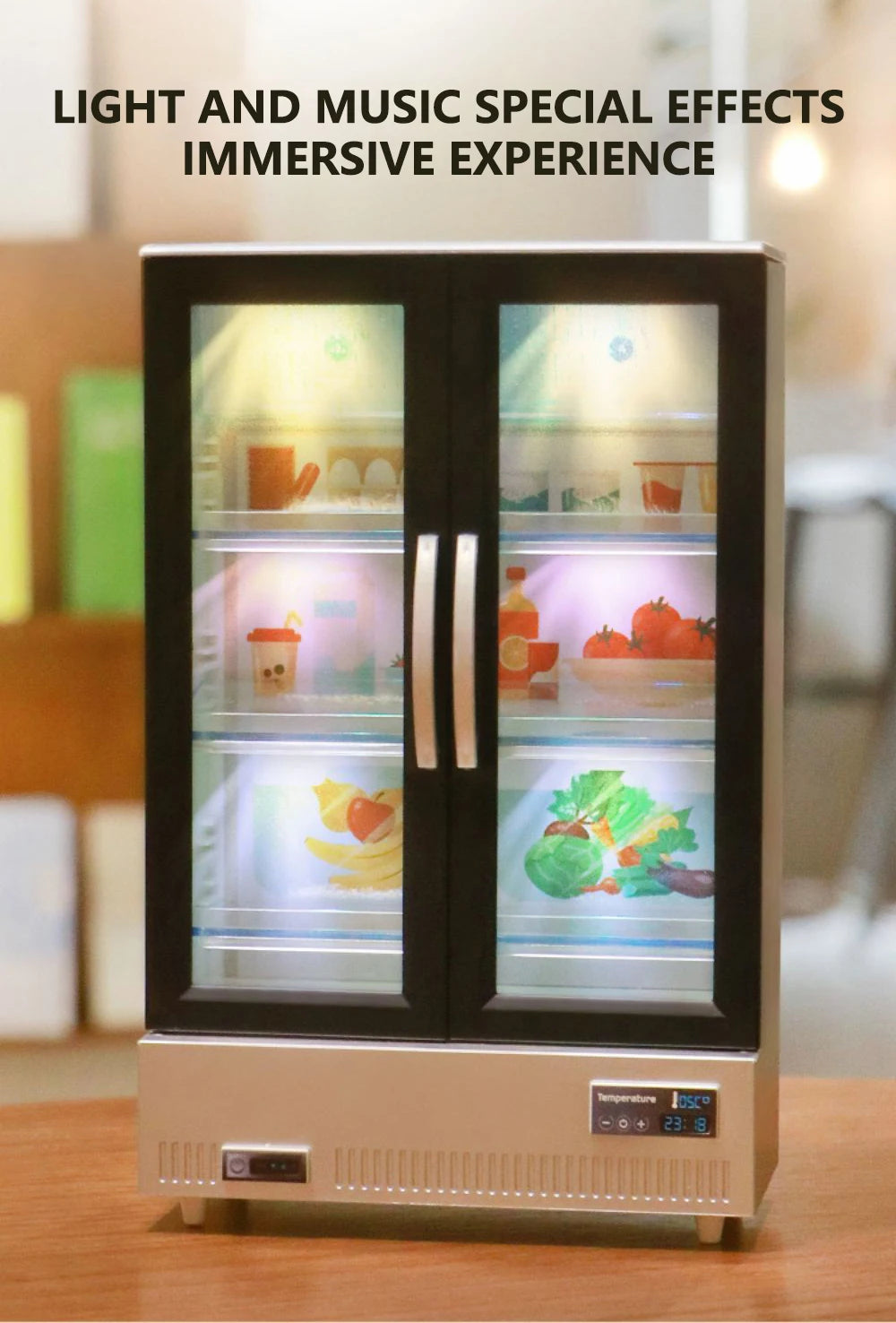 Miniature Play Refrigerator with Light & Sound for Kids