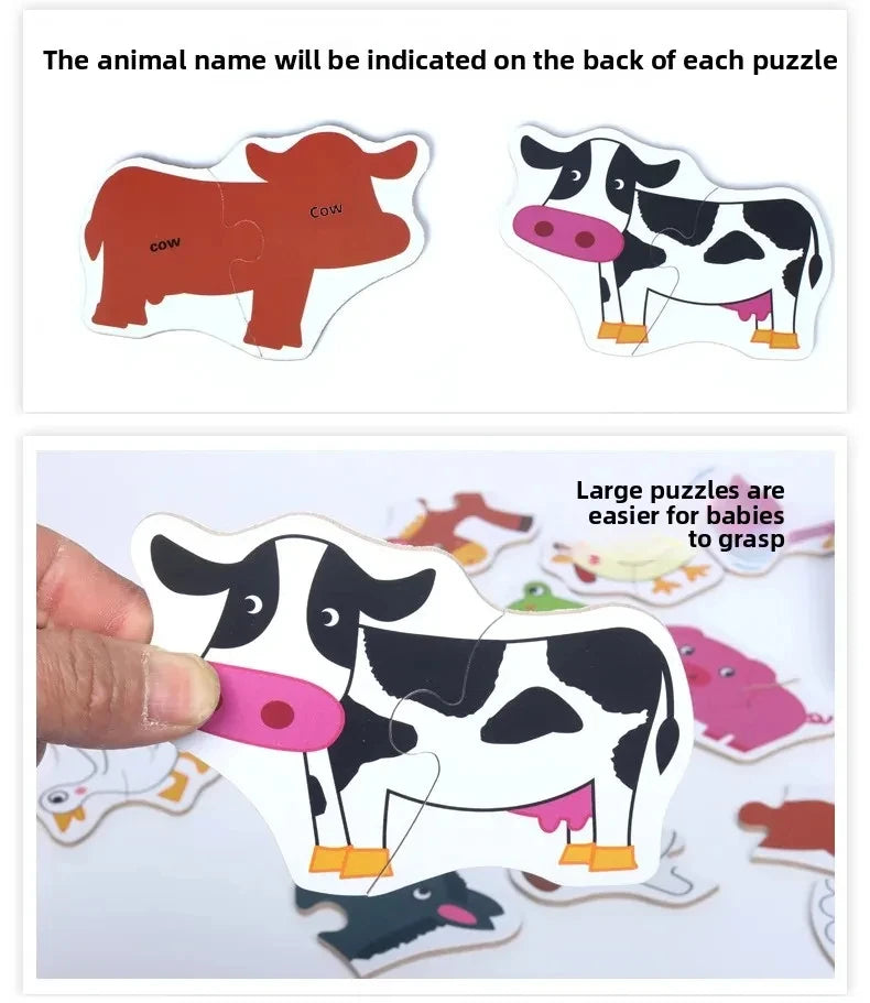 Montessori Wooden Animal Puzzle Set with Storage Box