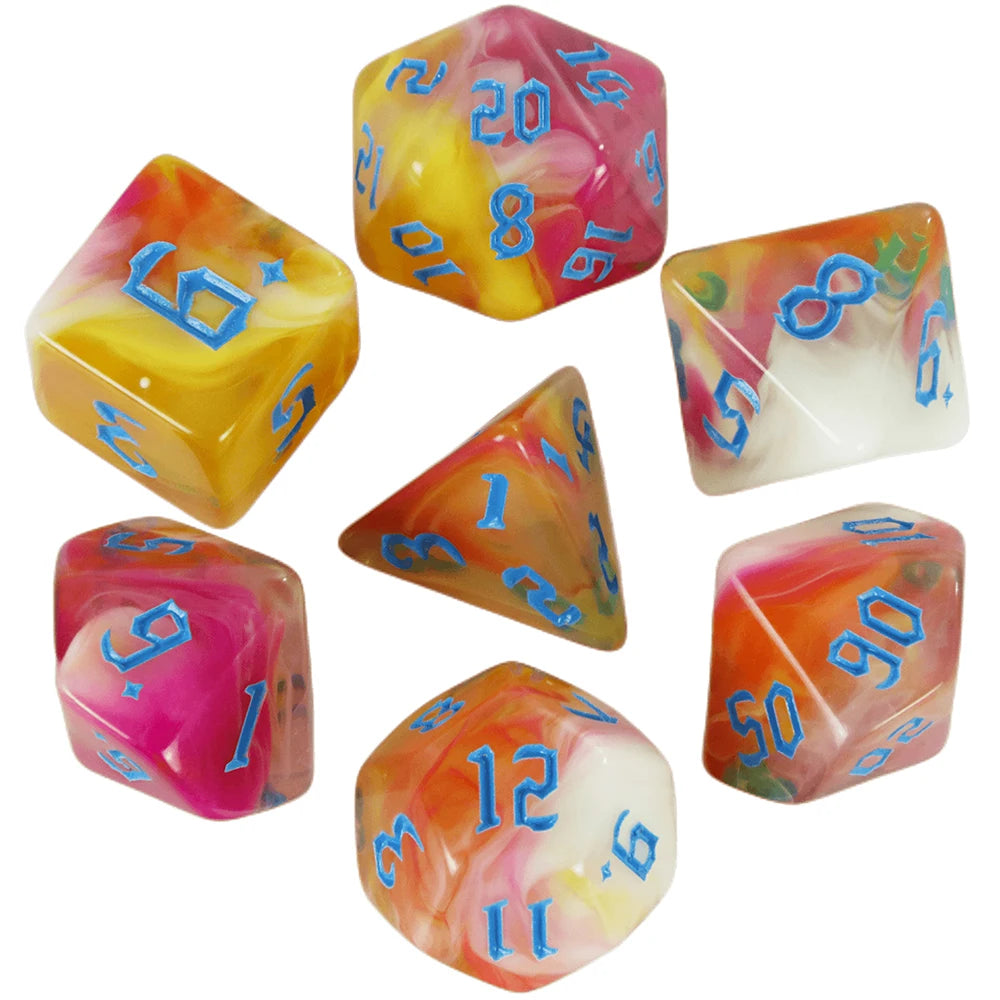 7-Piece Multicolor Polyhedral Dice Set for RPG and Tabletop Games