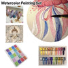 A watercolor painting set featuring 20 colors of pearl paint in a travel tin, including various shades of pink, purple, blue,