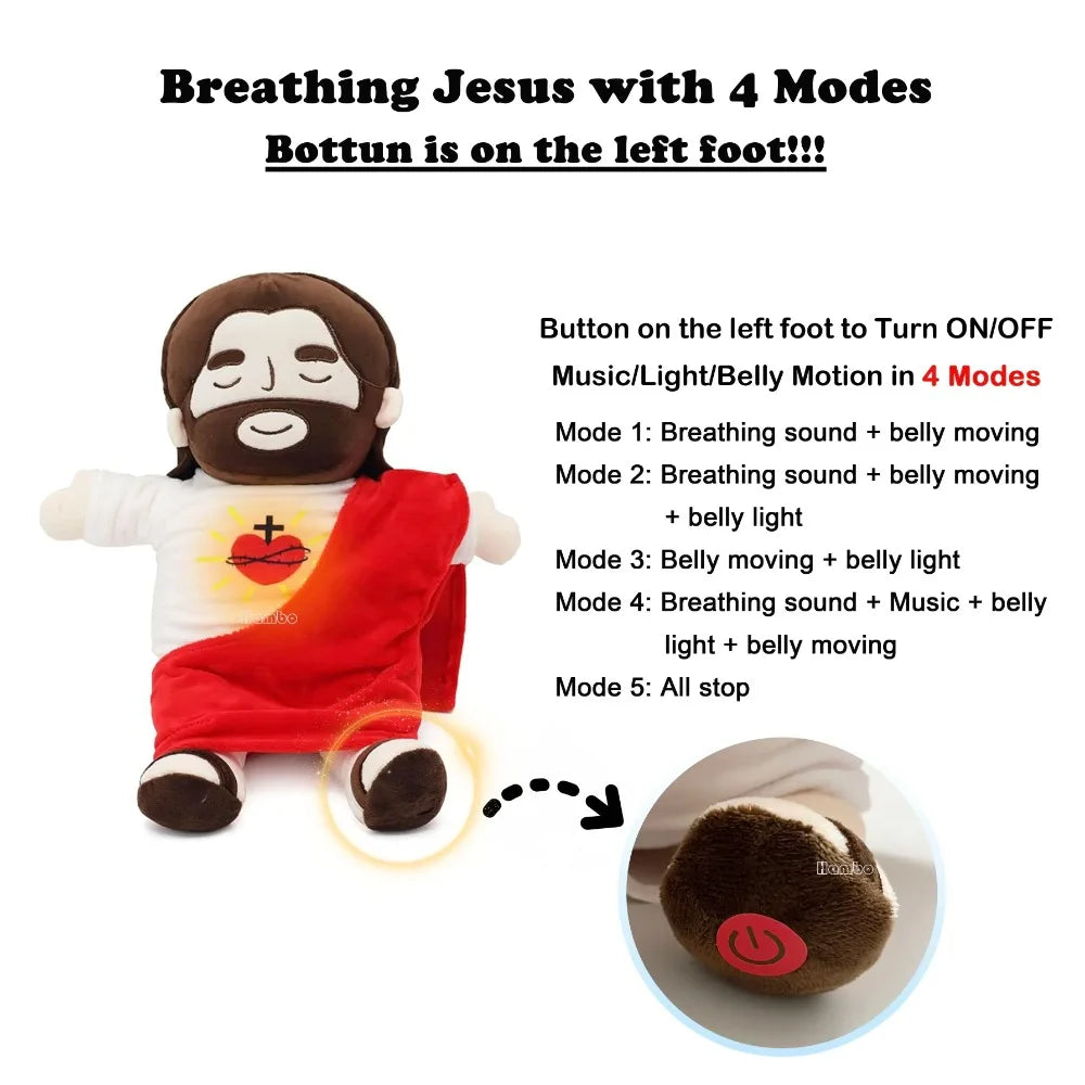 Breathing Jesus Plush Toy with Calming Sacred Heart Design