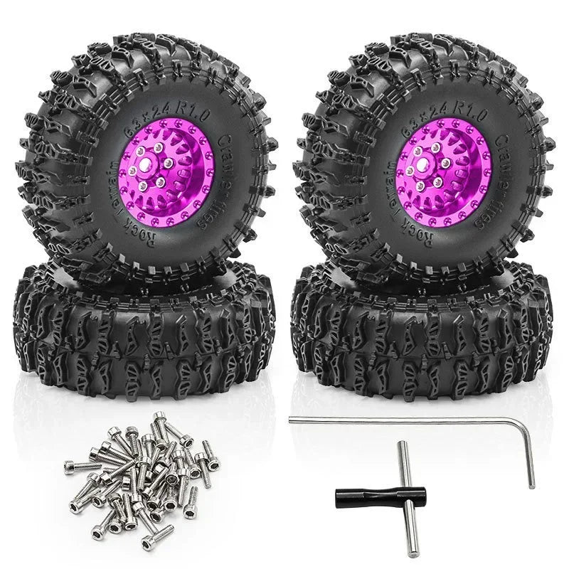 1/18 RC Crawler Metal Beadlock Wheel and Tire Set (4 pcs)