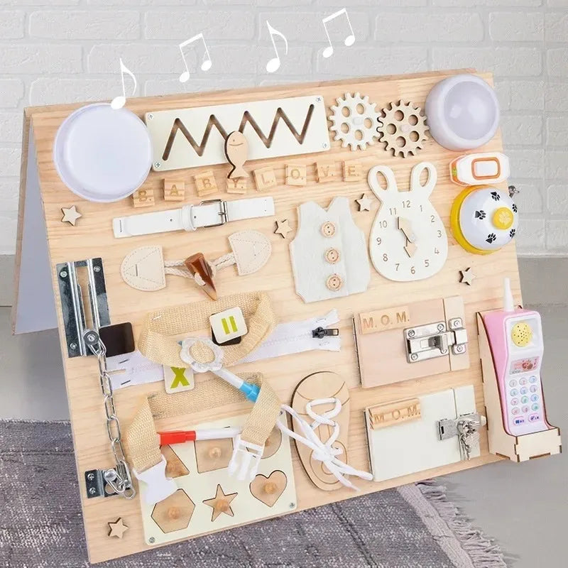 Montessori Wooden Busy Board for Toddlers – DIY Life Skills Learning Toy