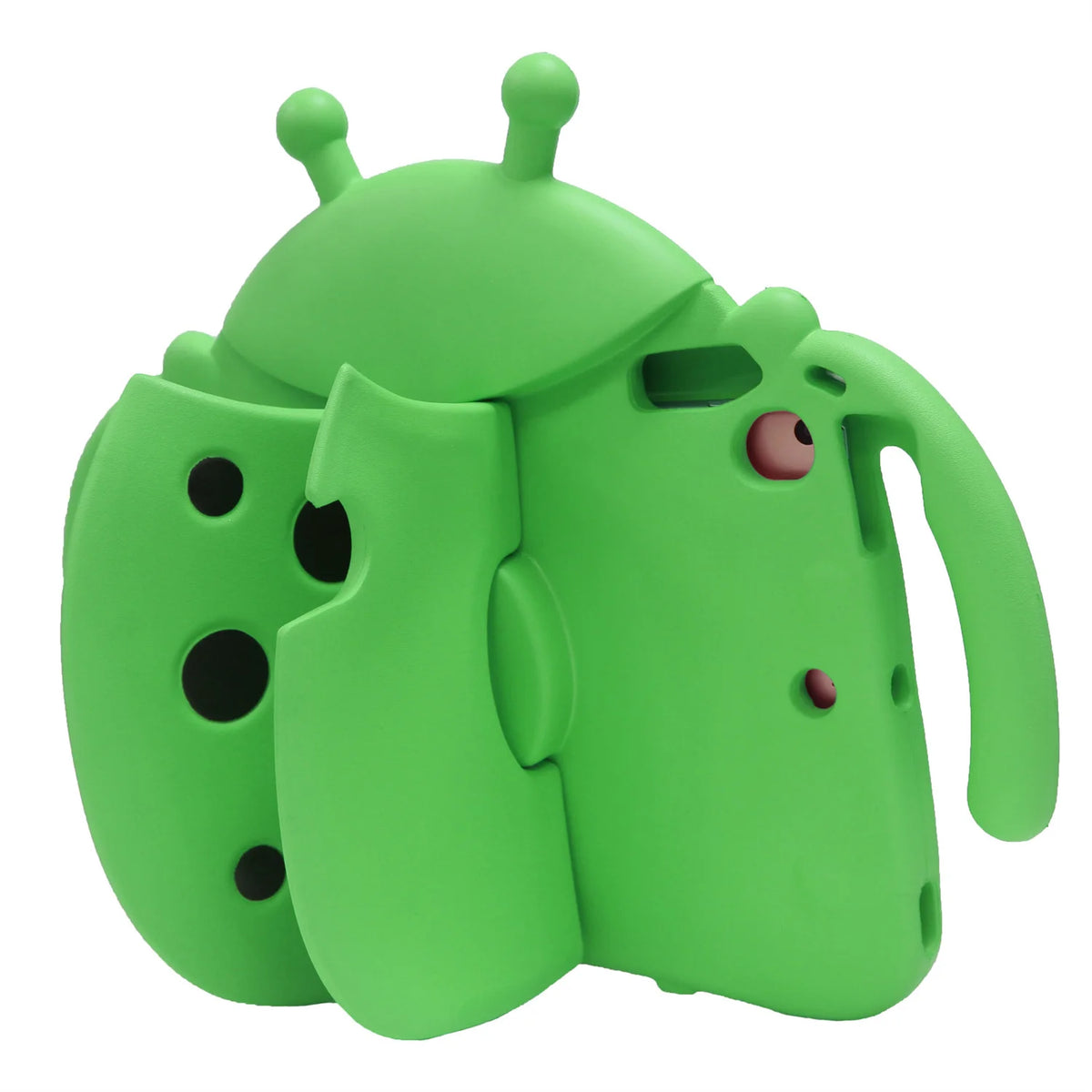 A bright green, playful cartoon EVA shockproof case designed for an iPad.