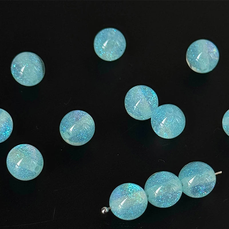 Fine Flashing Resin Beads, Round Loose Beads for Jewelry Making