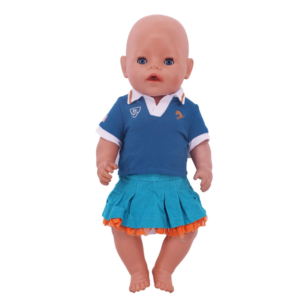 Two-Piece Doll Outfit with Top and Pants for 18-Inch and 43cm Dolls