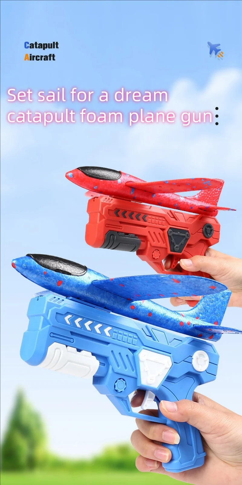 Foam Plane Launcher – Outdoor Catapult Toy for Kids