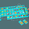 A wooden farm and fruit matching puzzle game with colorful animal and fruit cards arranged in a grid.