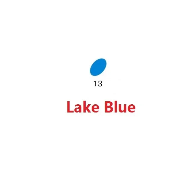A small, bright blue oval shape labeled 13, representing Lake Blue color.