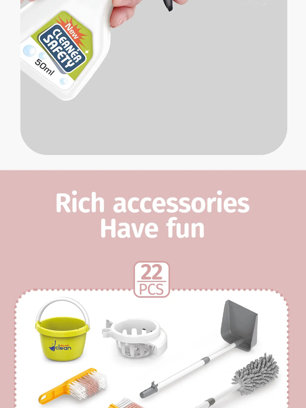 Kids' Pretend Play Cleaning Set with Vacuum & Dustpan