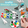 A set of dinosaur-themed paint brushes, dinosaurs, and painting tools for a DIY craft series.