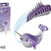 A purple and white 3D paper animal puzzle set shaped like a dinosaur or marine creature, shown in an elongated form.