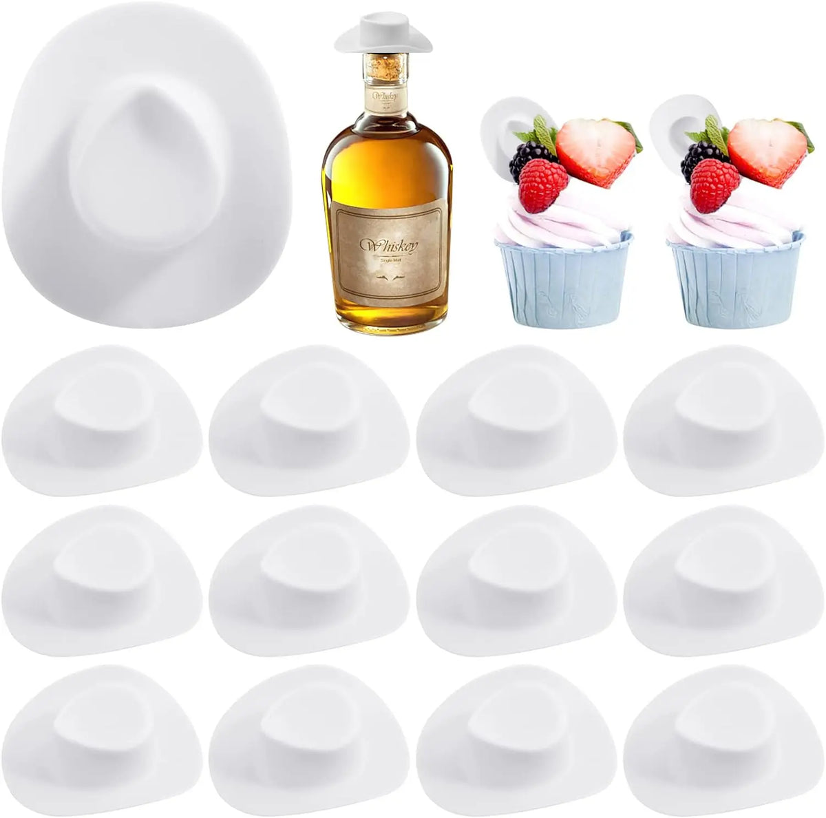 Mini Plastic Cowboy Hats for Party Favors and Cake Toppers