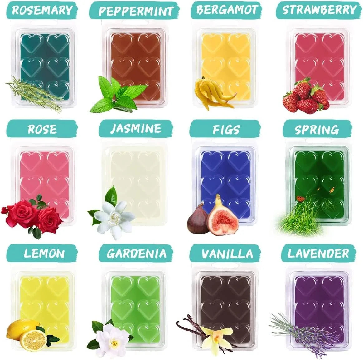 Heart-Shaped Natural Soy Wax Melts for Aromatherapy (12-Pack)