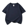 Navy blue classic cotton crew neck t-shirt for kids shown flat lay