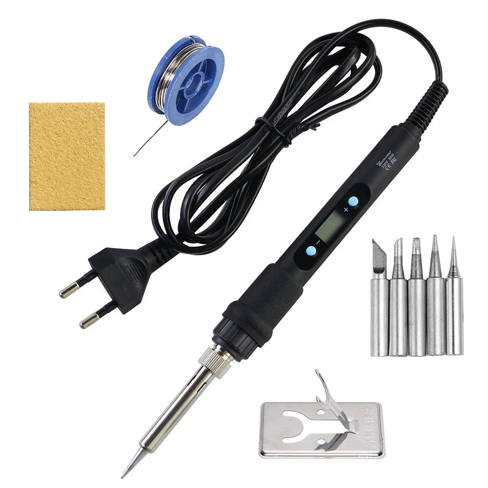 Precision soldering iron kit including iron, cable, and soldering tip with digital display.
