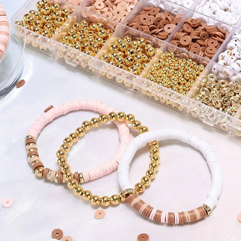 DIY Clay Bead Bracelet Making Kit with Golden Letter Beads