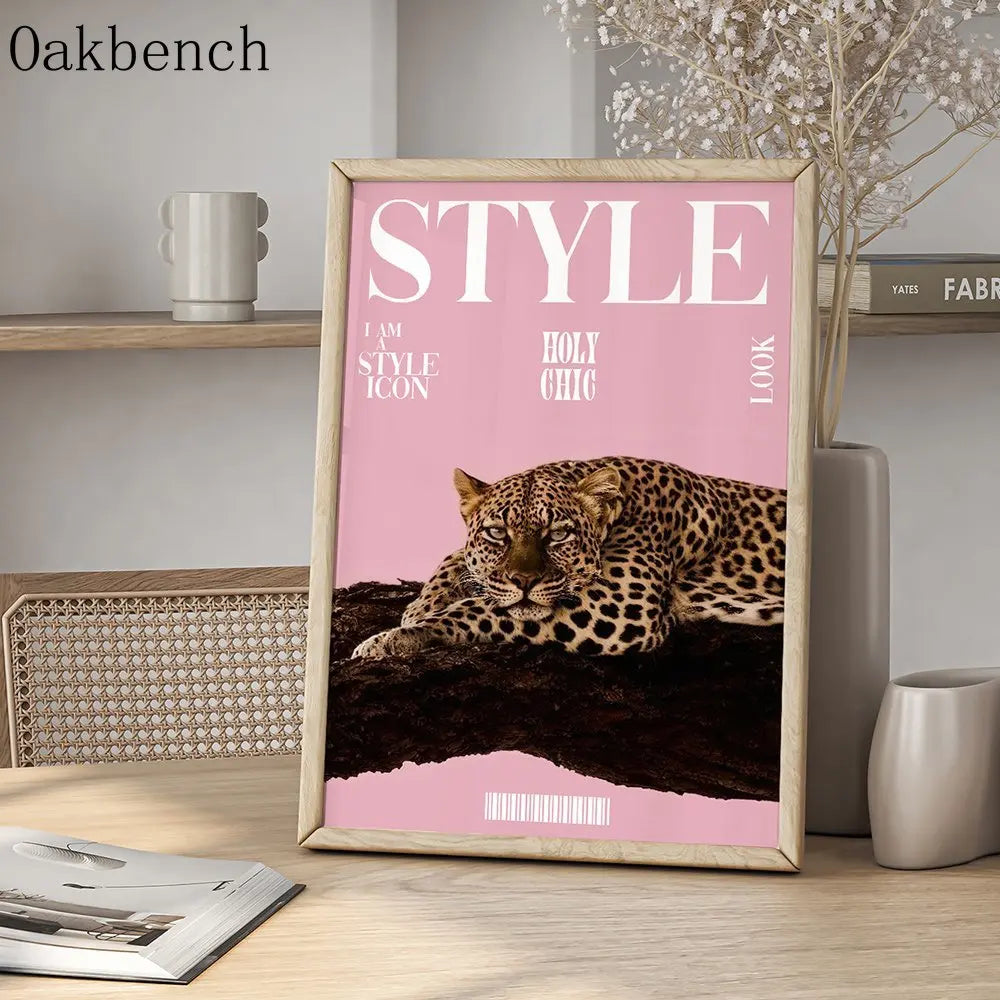 Leopard Print Playing Card Canvas Wall Art