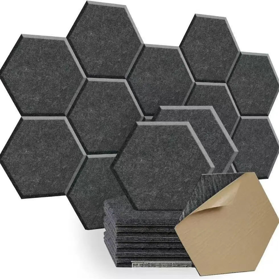 Hexagonal Self-Adhesive Acoustic Panels for Soundproofing and Echo Reduction (Pack of 5)