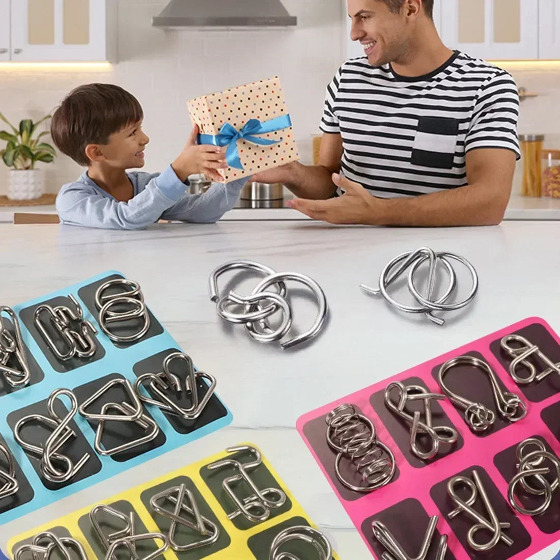 Metal Chinese Ring Puzzle Set – Brain Teaser IQ Game