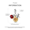 A silver heart charm featuring a red gemstone and a gold flower design for bracelets and necklaces.