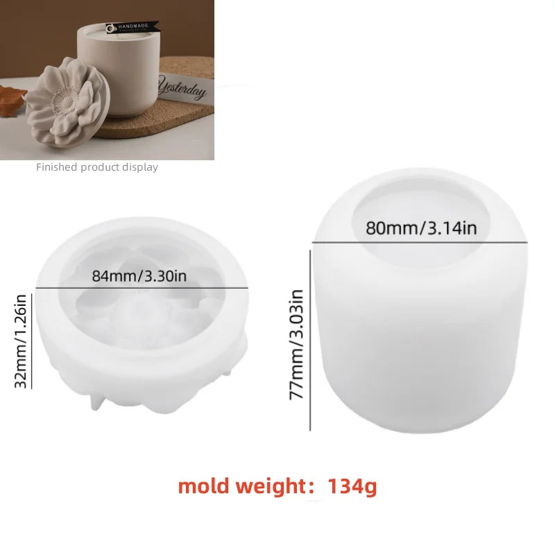 White silicone mold for decorative storage jars and candle cups shown in various sizes
