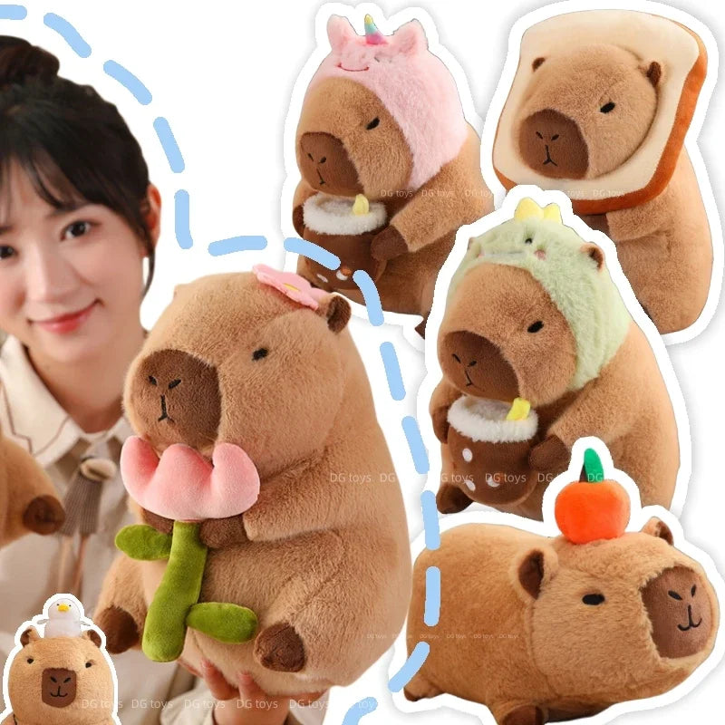 Adorable Capybara Plush Toy with Cute Turtle Backpack