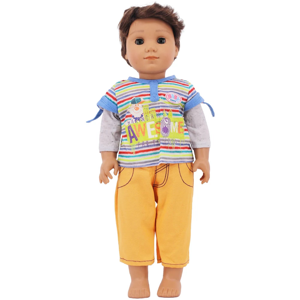 Bear Print Casual Outfit for 43 cm Baby Dolls