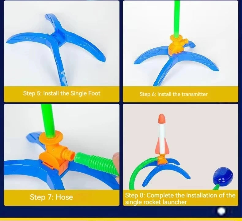 Glowing Stomp Rocket Launcher for Kids – Outdoor Step-to-Launch Toy with Soft Foam Tip