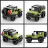 A detailed off-road SUV building block set shown in multiple views and colors.