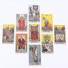 A collection of twelve tarot cards arranged in a grid, including Death, Strength, Justice, The Emperor, and The Hermit.