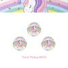 Set of eight 7 inch plates featuring unicorns and rainbows for a party celebration