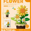 A set of plastic flower blocks in various shapes and colors used to build a model bouquet