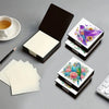 DIY diamond painting animal pattern with 150 gemstones displayed in an open storage box and alongside blank cards.