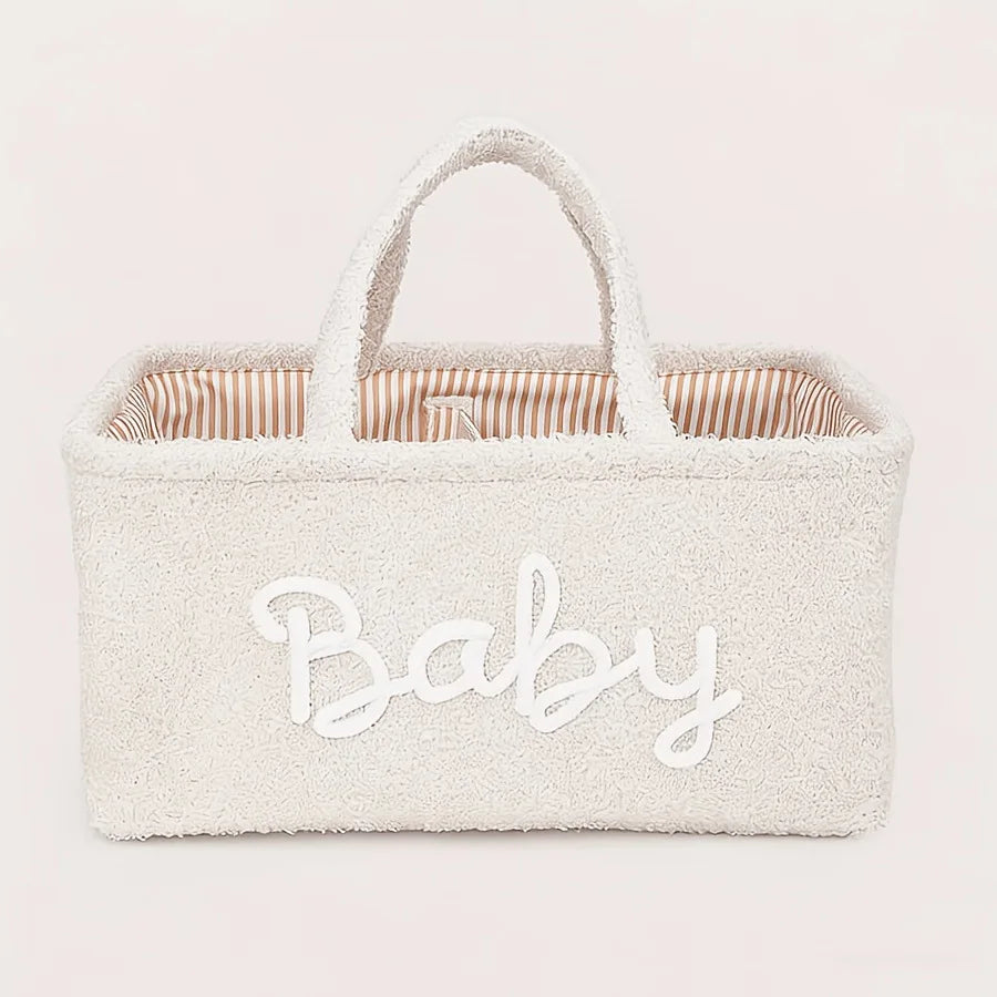 Portable Fleece Baby Diaper Caddy Organizer