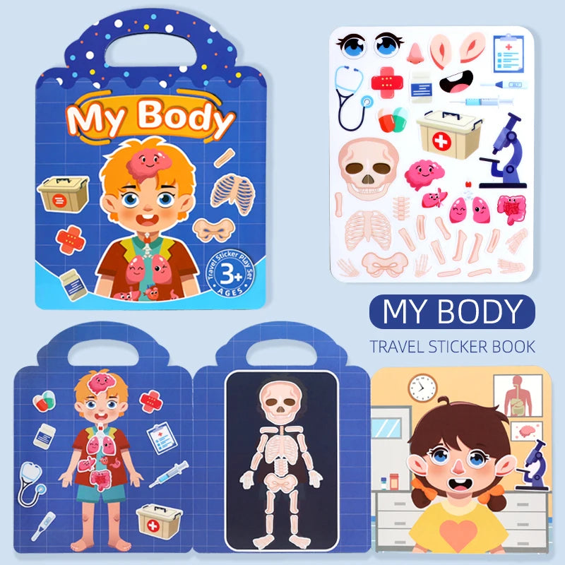 Reusable Sticker Book for Kids with Multi-Scene Bubble Jelly Stickers