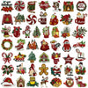 A collection of festive cartoon character iron-on patches featuring Christmas and holiday themes.