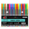 A set of metallic glitter gel pens in various colors and sizes for art and journaling.