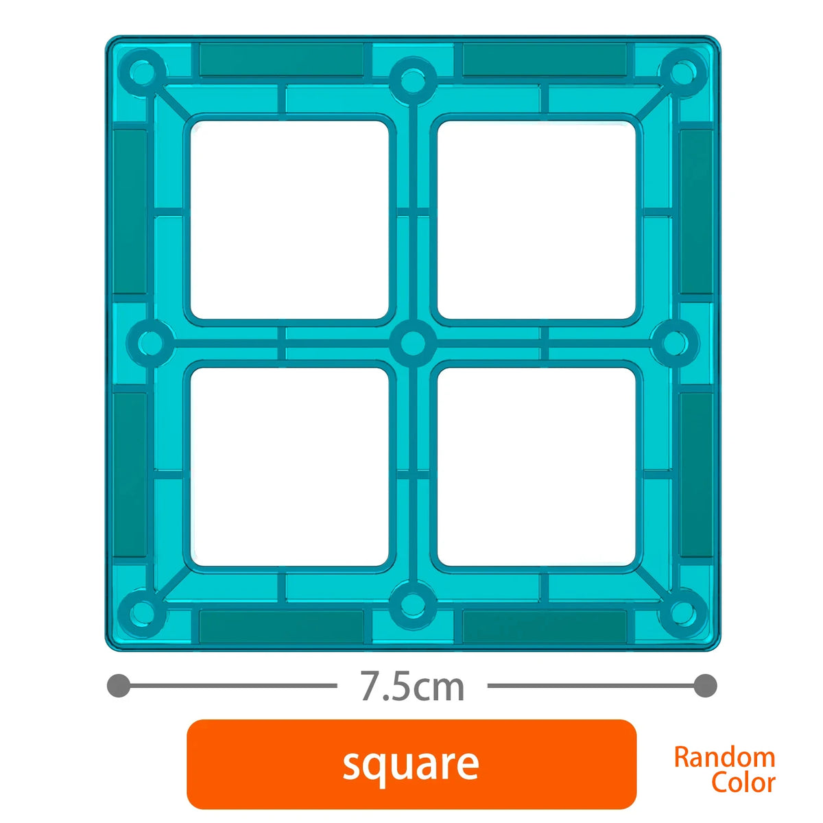 A square magnetic building blocks set with a teal color, featuring four square pieces.