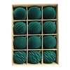 Set of 12 Velvet Flocked Christmas Tree Ornaments in Green