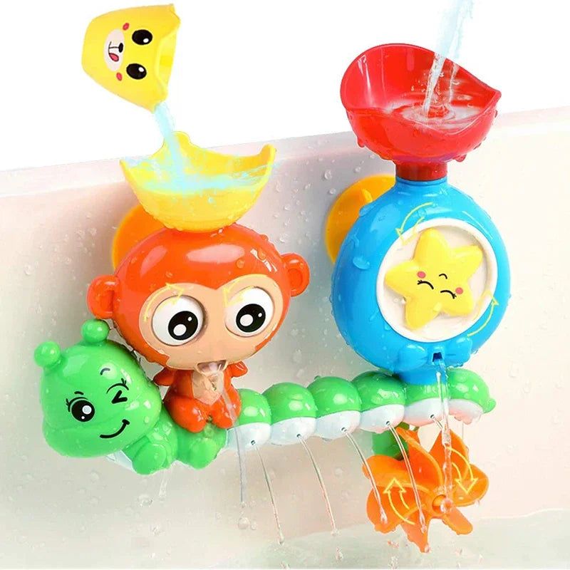 Monkey Caterpillar Wall-Mounted Bath Toy with Waterfall Fun