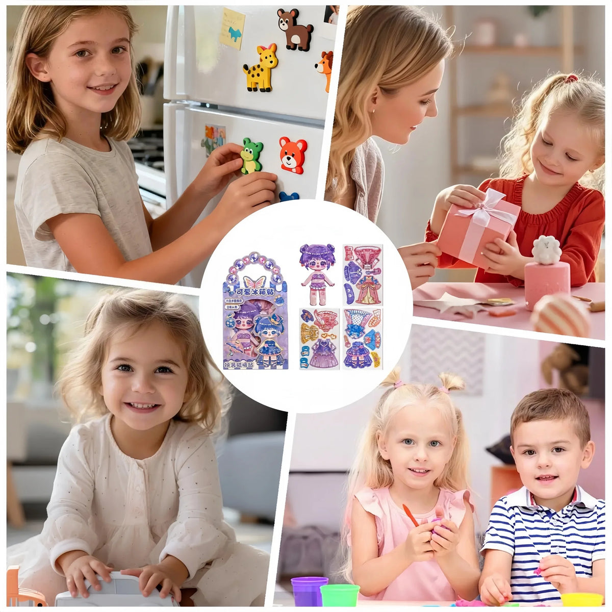 3D Magnetic Dress-Up Doll Set with Stand & Mix-and-Match Outfits