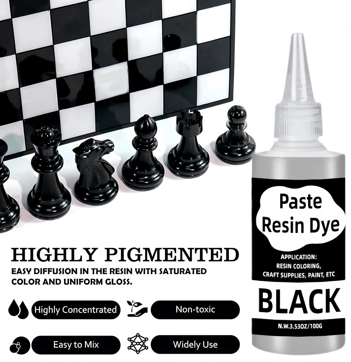 Concentrated Epoxy Resin Pigment Paste Set – Black & White