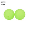 A pair of bright lime green silicone beads, 15mm in size, for jewelry making.