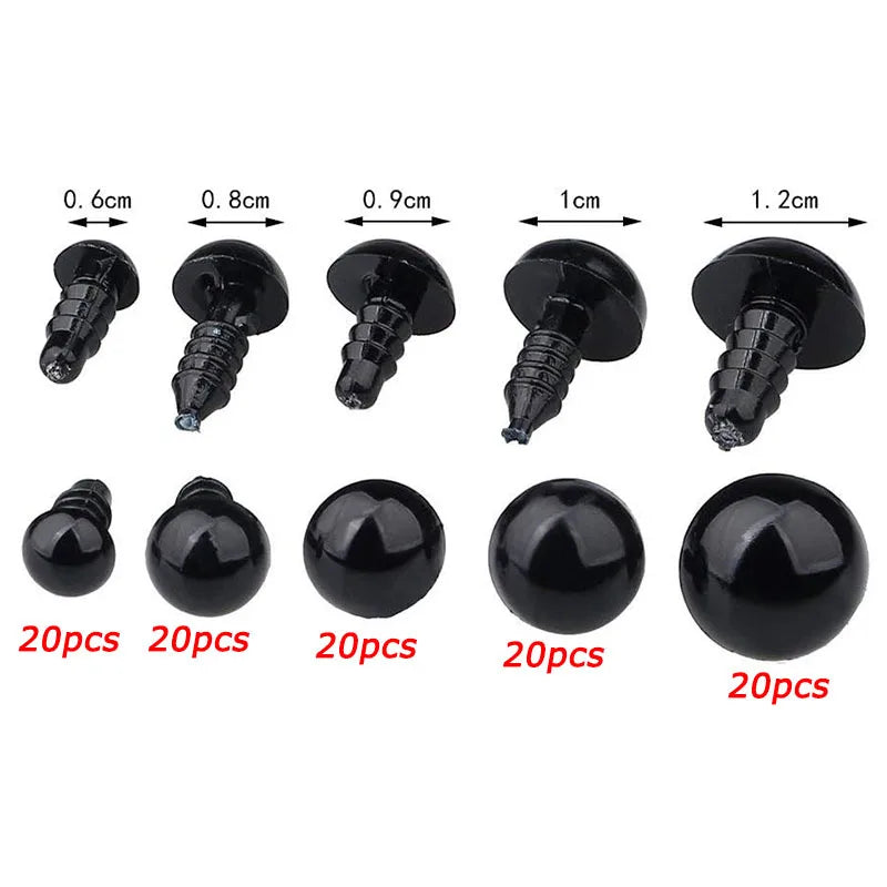 Black Plastic Safety Eyes for Doll Making