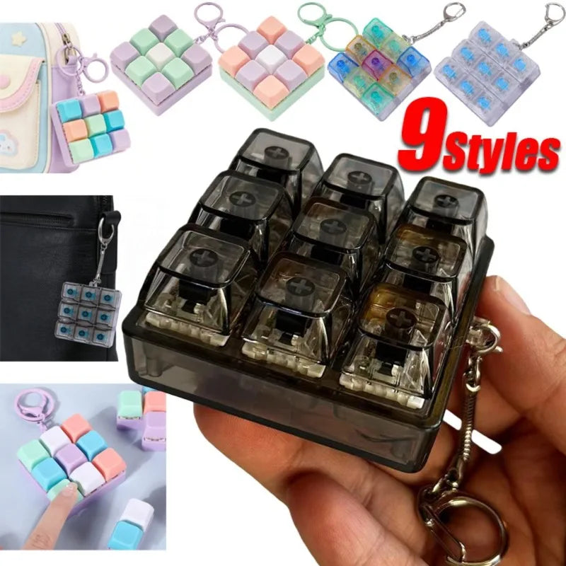 Mini Mechanical Keyboard Fidget Keychain with Clicking Keys